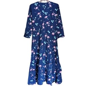 Flamingo long sleeve maxi dress navy blue